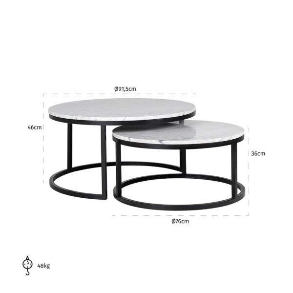 Salontafel Lexington set van 2 (White) - Afbeelding 3