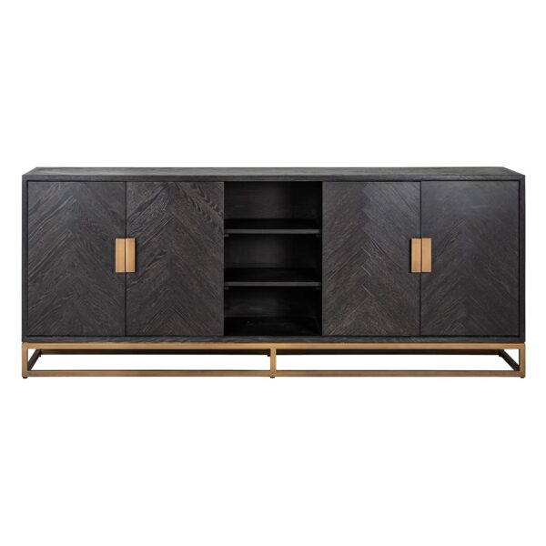 Dressoir Blackbone brass 4-deuren + open vak (Black rustic) - Afbeelding 3