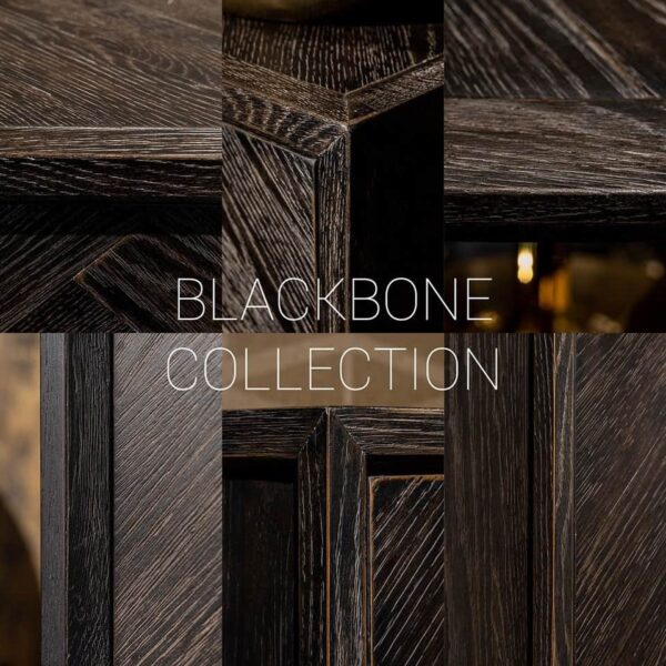 Dressoir Blackbone brass 4-deuren + open vak (Black rustic) - Afbeelding 7