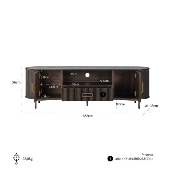 TV-dressoir Luxor 2-deuren 1-lade (Brown) - Afbeelding 4