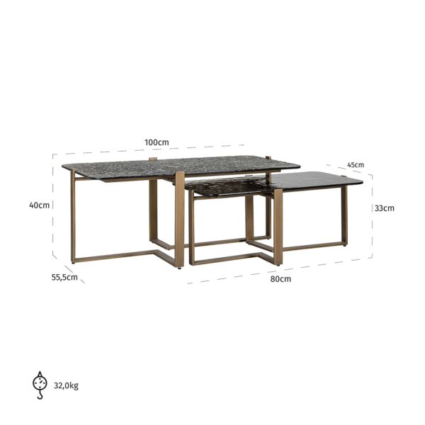 Salontafel Sterling set van 2 (Brown) - Afbeelding 5