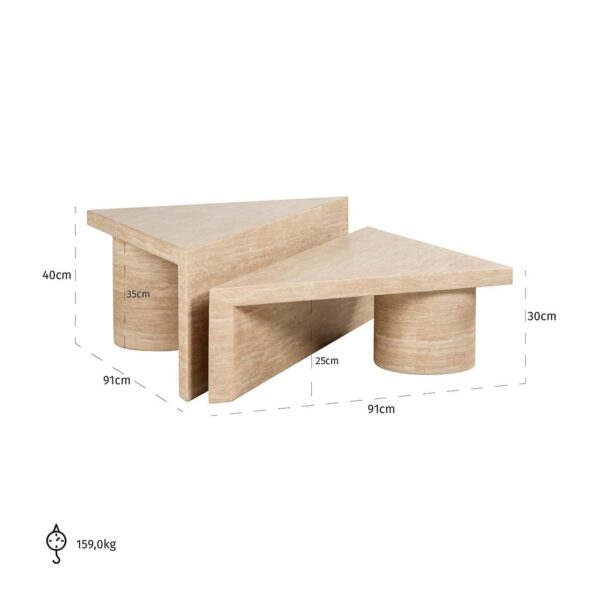 Salontafel set Fictus Travertine faux (Beige) - Afbeelding 5