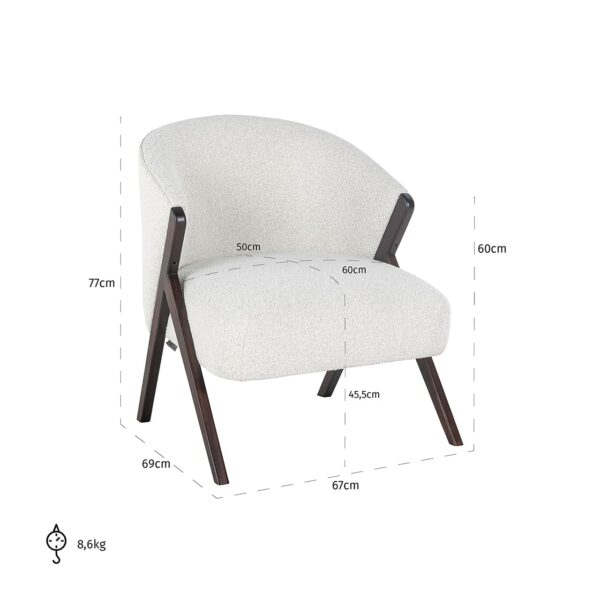 Fauteuil Mia white bouclé (Copenhagen 900 Bouclé White) - Afbeelding 5