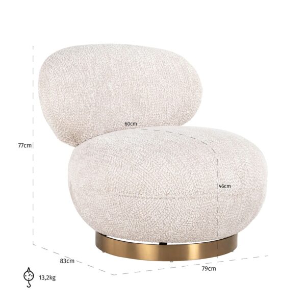 Draaifauteuil Jace lovely cream (Be Lovely 11 Cream) - Afbeelding 5