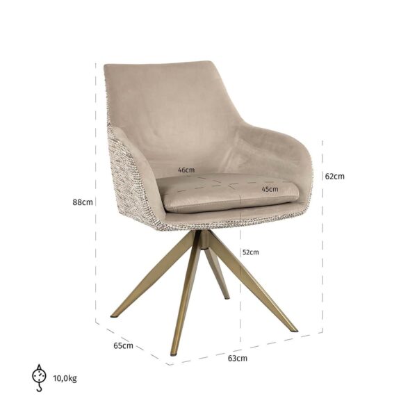 Draaifauteuil Lisonne be trendy nature / khaki velvet (Be Trendy 01 Nature) - Afbeelding 8