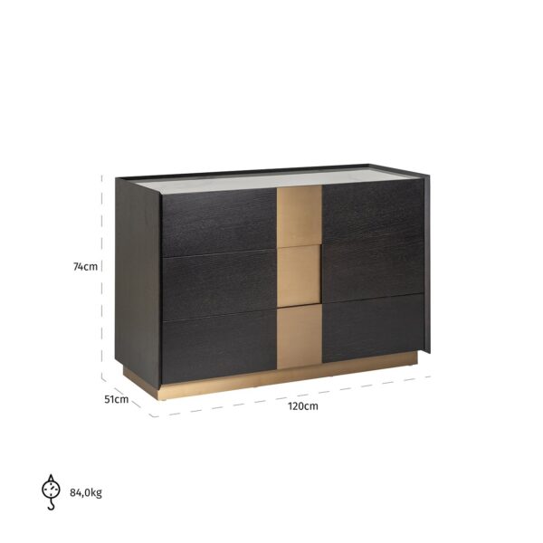 Dressoir Bedford 3-laden (Charcoal) - Afbeelding 4