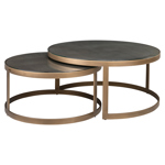 Salontafel Bloomville messing shagreen incl. glas tops (set van 2)