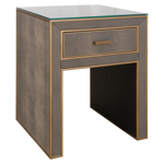 Nachtkastje Bloomville messing shagreen incl. Glazen blad