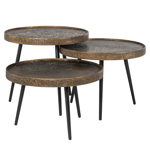 Salontafel Luton zwart/goud (set van 3)