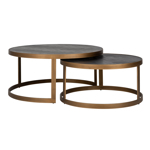 Salontafel Blackbone messing zwart rustic (set van 2)