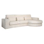 Bank Felix wit chenille 2,5-zits + loungegedeelte rond rechts
