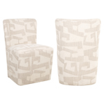 Eetkamerstoel Lorain beige graffic on wheels