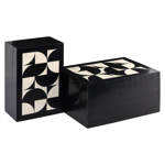 Opbergdoos Rae zwart/wit (set van 2)
