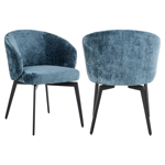 Eetkamerstoel Amphara blauw chenille brandvertragend