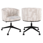 Eetkamerstoel Rochenne beige graffic draaibaar on wheels