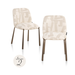 Eetkamerstoel Lana beige graffic (set van 2)