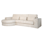 Bank Felix wit chenille 2,5-zits + loungegedeelte rond links