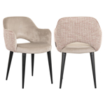 Eetkamerstoel Giovanna trendy rose / khaki fluweel